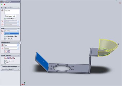 curved sheet metal solidworks|SolidWorks sheet metal edge flange.